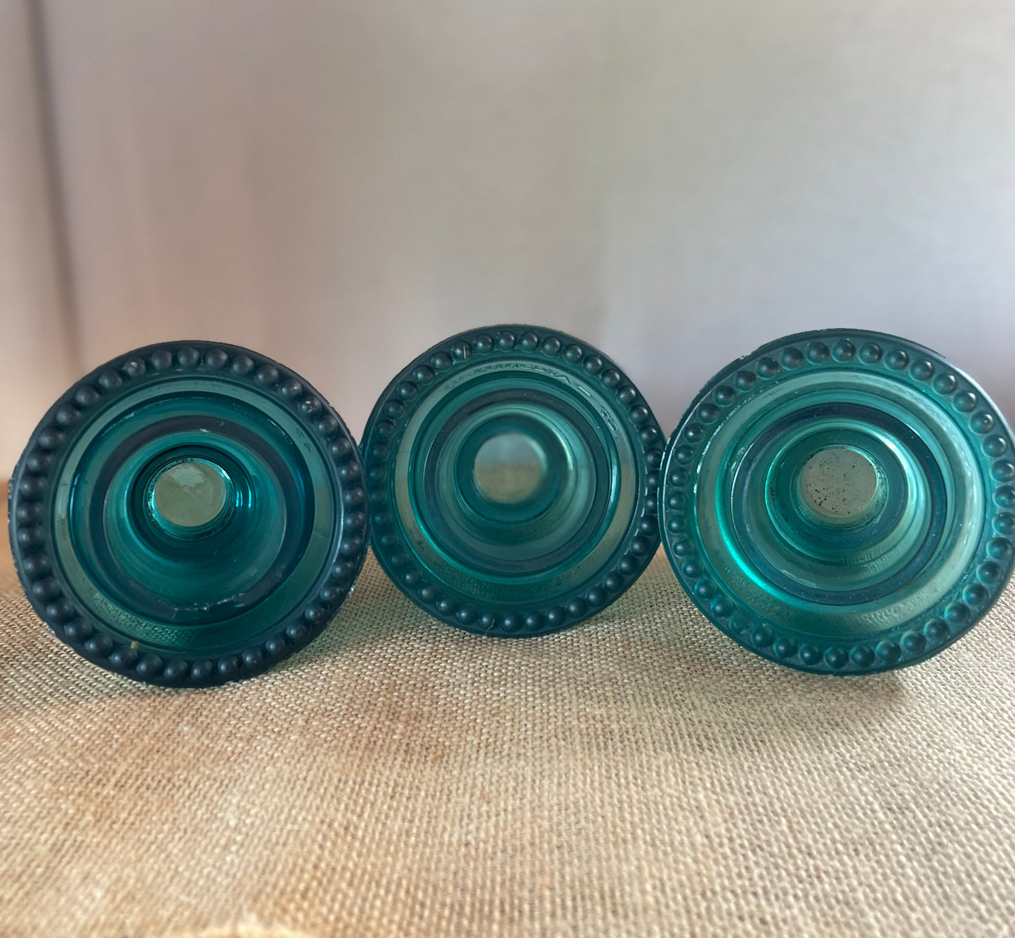 Hemingray 42 teal insulators, set of 3